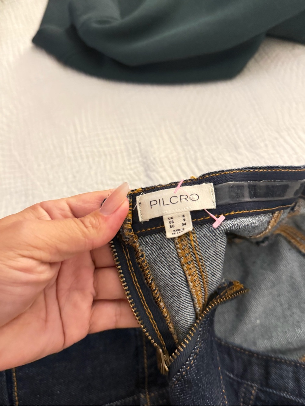 Pilcro Dark Indigo High-Rise Wide-Leg Jeans with Button Front - Picture 4 of 5